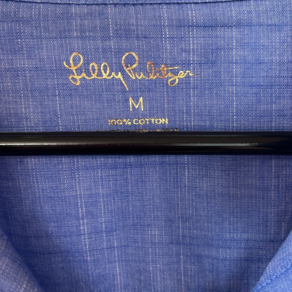 Lilly Pulitzer Blue Button-Down Peplum Shirt - Picture 2 of 7